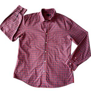GAP Men's Red and Blue Plaid Button Down Shirt